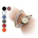 Estilo Retro Leather analógico relógio pulseira de quartzo d