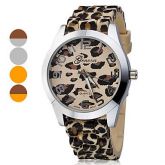 Leopard Print Pattern Dial Silicone banda quartzo
