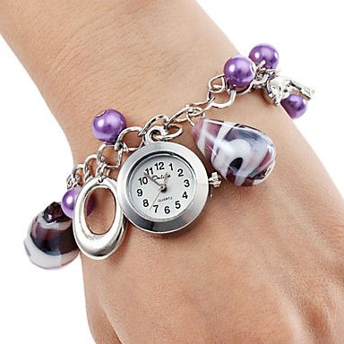 Liga das mulheres de plástico pulseira relógio de quartzo